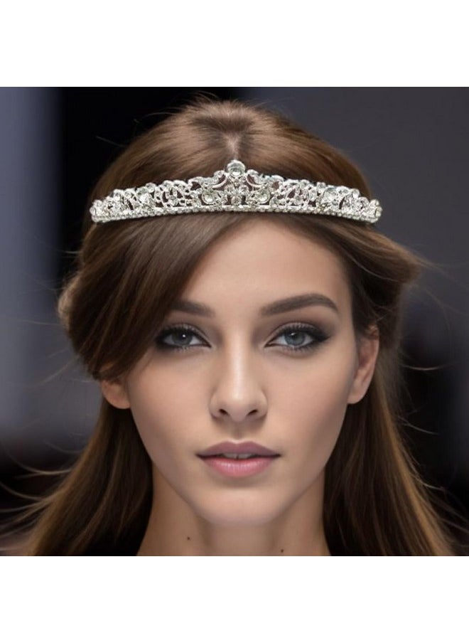 سامكي تاج زفاف مرصع بأحجار الراين والكريستال مع إكسسوارات شعر العروس  - Image 5