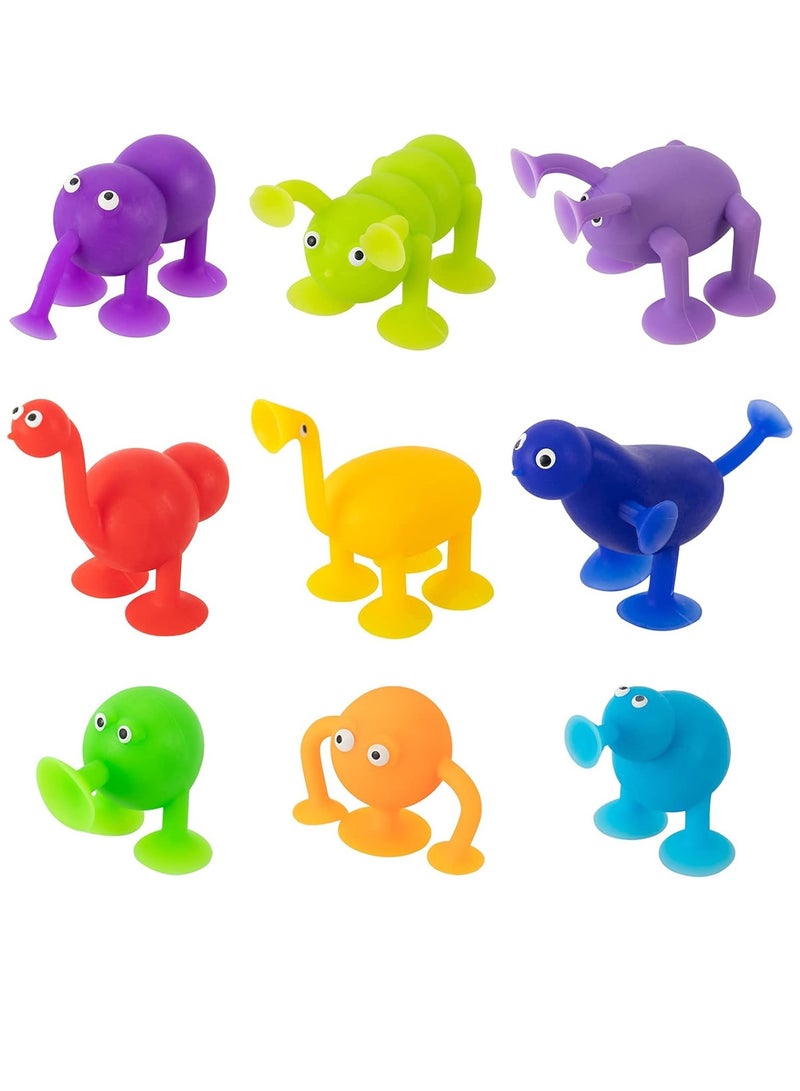 كيلا ألعاب أكواب الشفط، مجموعة ألعاب الضغط المكونة من 9 قطع من مكعبات البناء المصنوعة من السيليكون الناعم، ألعاب أكواب الشفط على شكل حيوان، ألعاب تفاعلية متعددة الألوان للآباء والأطفال، غرفة الأطفال - Image 1