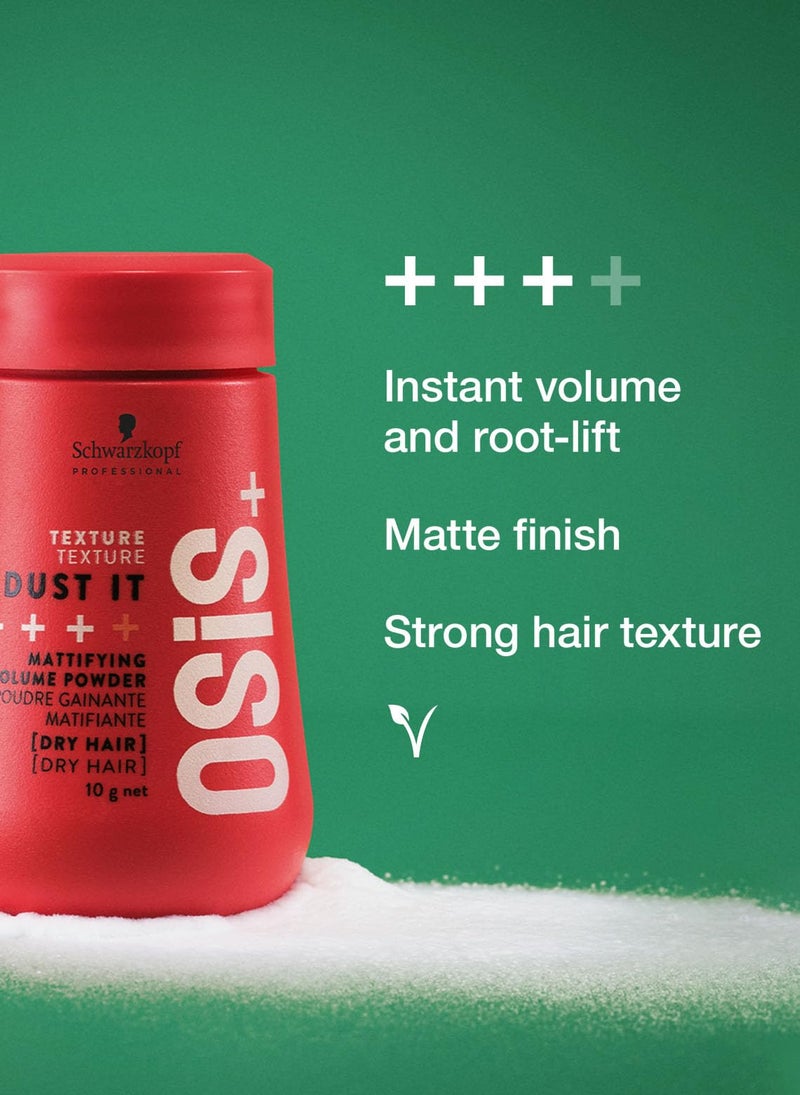 OSIS شوارزكوف بروفيشنال OSiS+ Dust It بودرة تثبيت الشعر ذات التأثير المطفأ | بودرة تكثيف وتنسيق الشعر للرجال والنساء | تثبيت طويل الأمد مع لمسة نهائية مطفية طبيعية | تصفيف شعر احترافي - 10 جرام - Image 3