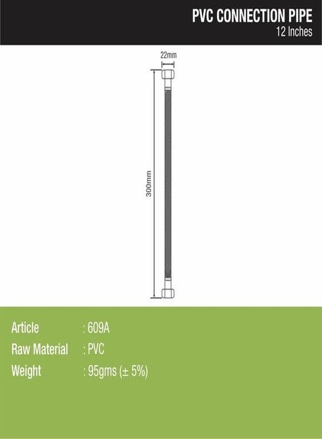 Lipka (Pack Of 2) 12 Inches Premium PVC Regular Water Connection Pipe | Hot & Cold Temperatures| Flexible Hose Hand Shower Tube For Bathroom Geyser, Countertop Faucets, with Brass Collared Nut - Image 2