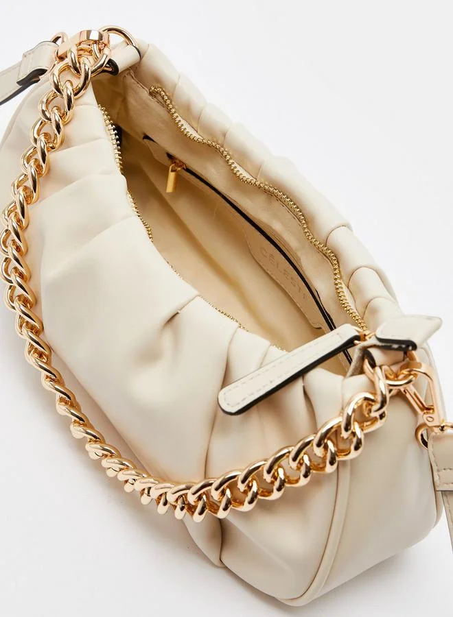 Celeste Ruched Cross-Body Bag with Detachable Strap and Zip Closure