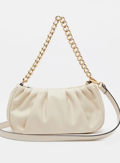 Celeste Ruched Cross-Body Bag with Detachable Strap and Zip Closure