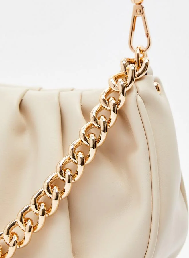 Celeste Ruched Cross-Body Bag with Detachable Strap and Zip Closure