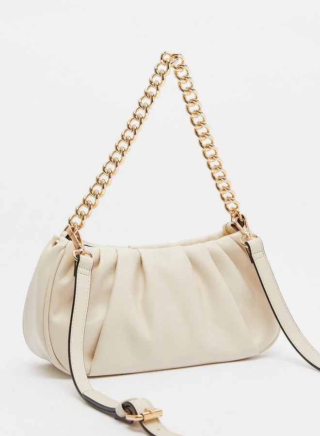 Celeste Ruched Cross-Body Bag with Detachable Strap and Zip Closure