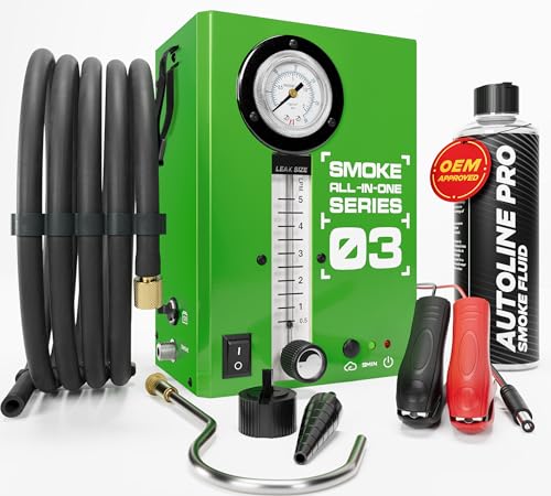 AutoLine Pro Automotive Smoke Machine Leak Tester for EVAP wBuiltin Air Motor and Pressure Gauge Model 03 Exhaust Smoke Detector Tools Kit Car Smoke Machine wFlow Meter and Best Ranked Smoke Fluid Green - Image 1
