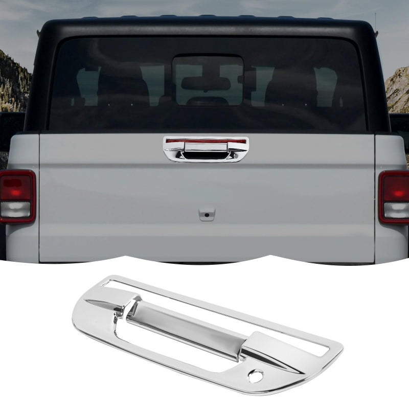 RT-TCZ RTTCZ Tailgate Handle Cover Rear Door Handle Cover Trim Decoration Exterior Accessories for Jeep Gladiator JT 20182024 Chrome - Image 2