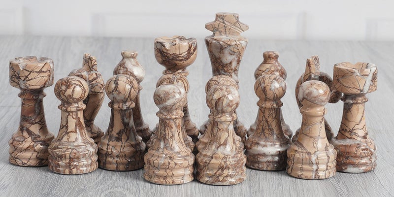 Radicaln Marble Chess Figures 3.5'' Inches Black and Marinara Handmade Chess Pieces Game for Adults, Marble Chess Set Figures, Chess Board Game - Image 4