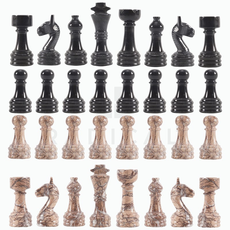 Radicaln Marble Chess Figures 3.5'' Inches Black and Marinara Handmade Chess Pieces Game for Adults, Marble Chess Set Figures, Chess Board Game - Image 2