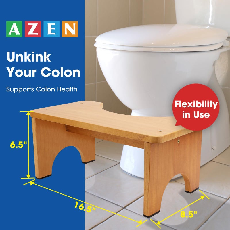 AZEN Toilet Stool Squat Adult, Wood Poop Stool for Bathroom Adults, 7 Inch Height - Image 2