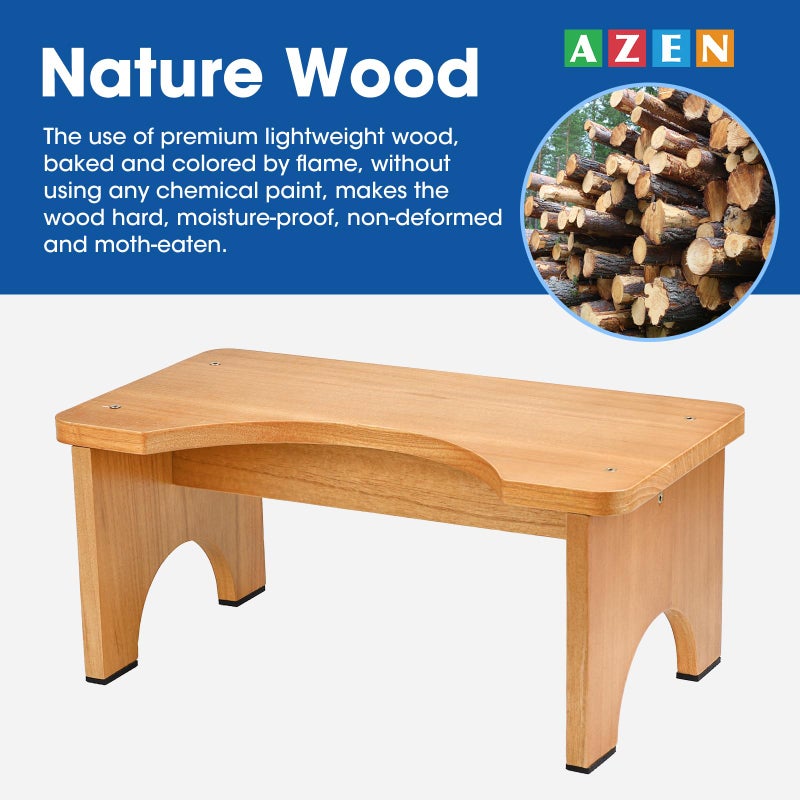AZEN Toilet Stool Squat Adult, Wood Poop Stool for Bathroom Adults, 7 Inch Height - Image 3