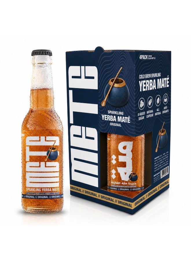 METE Sparkling Yerba Mate - Original Flavor - Pack - 4 x 330ml - Natural Caffeine Drink - Antioxidants - No Preservatives - UAE - Image 1
