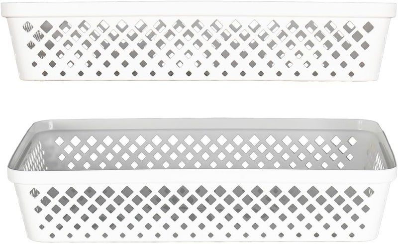 Glad Plastic Storage Basket Set - Multipurpose Drawer Trays, Kitchen Pantry Containers, and Bathroom Bins - 3 Pack Large Organizers, White - Image 4