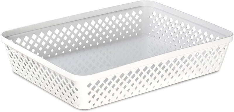 Glad Plastic Storage Basket Set - Multipurpose Drawer Trays, Kitchen Pantry Containers, and Bathroom Bins - 3 Pack Large Organizers, White - Image 3