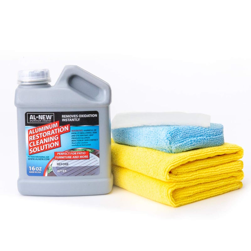 AL-NEW Aluminum Restoration Cleaning Solution Kit | Clean & Restore Patio Furniture, Stainless Steel, & Other Household Metal Surfaces (16 oz. Kit) - Image 1