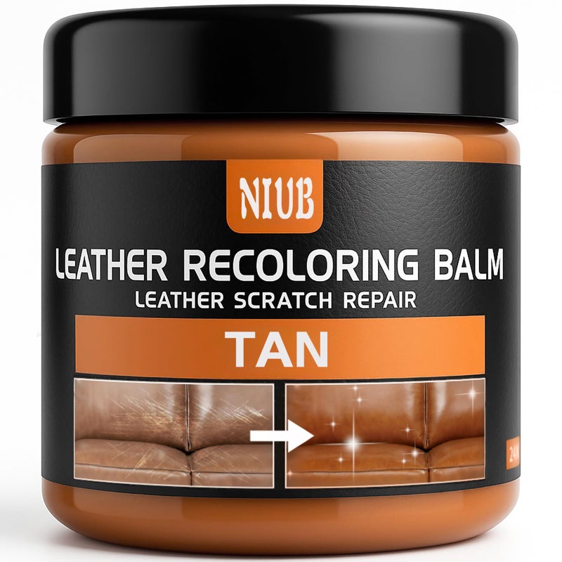 NIUB Leather Recoloring Balm Leather Color Restorer Scratch Repair Leather Paint for Furniture Couches Car Seats Shoes Bags Leather Dye and Restorer Restores Faded and Scratched Leather-TAN - Image 1