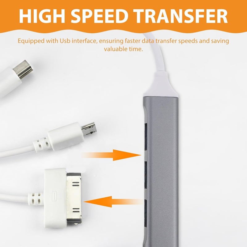 USB Multi-Port Hub Splitter with Extender for Computer and Laptop, Dark Gray USB Port Expander with Packaging Box, Compatible for Gaming Accessories and Keyboard Mouse Use - Image 2