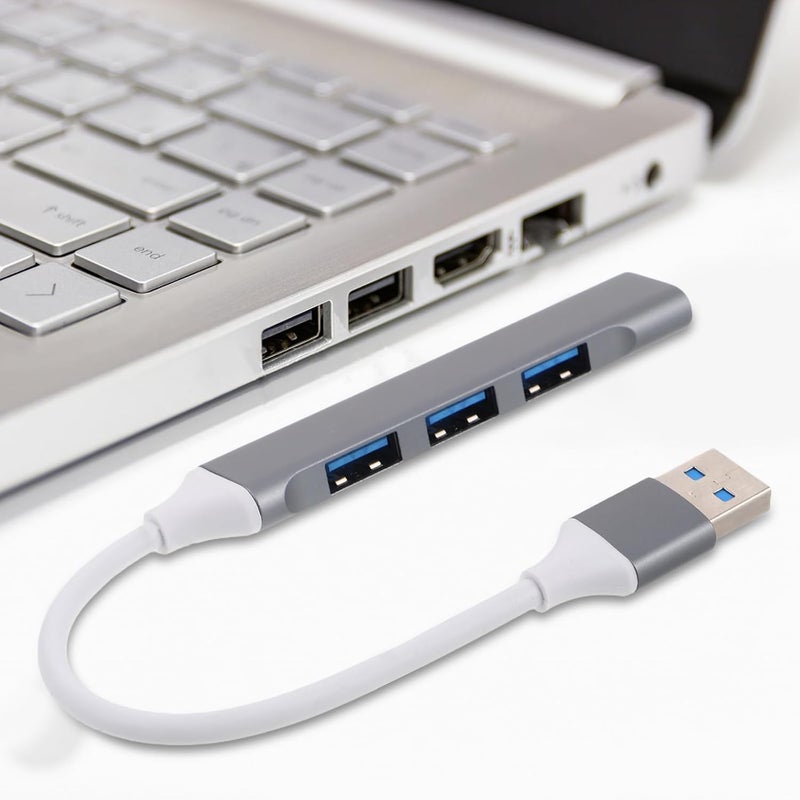 USB Multi-Port Hub Splitter with Extender for Computer and Laptop, Dark Gray USB Port Expander with Packaging Box, Compatible for Gaming Accessories and Keyboard Mouse Use - Image 4
