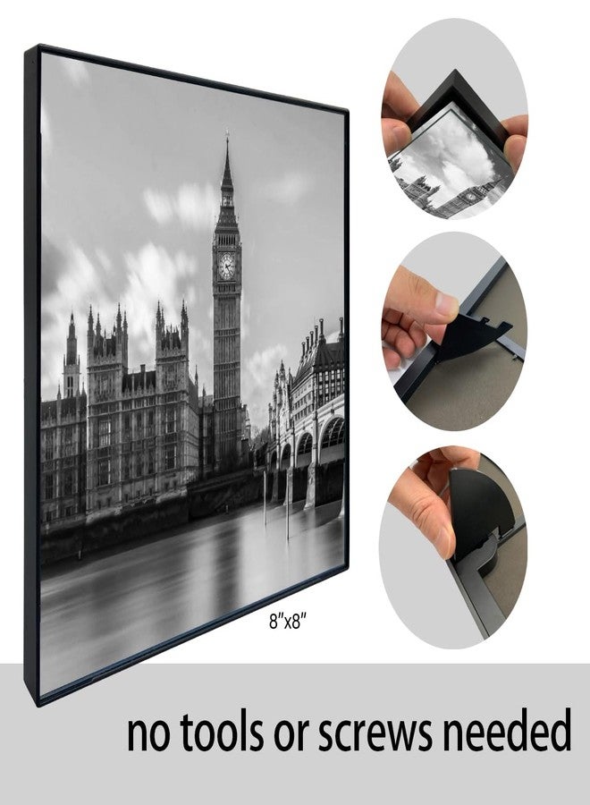 GOmaize Front Loading Black Picture Frame 8x8 Set of 6 Wall and Table Mounting - Image 5