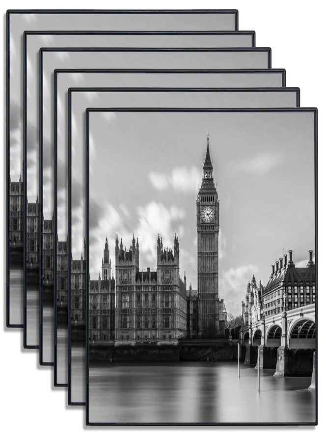 GOmaize Front Loading Black Picture Frame 8x8 Set of 6 Wall and Table Mounting - Image 1
