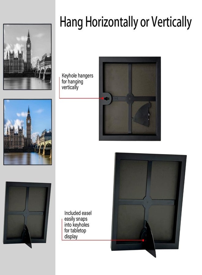 GOmaize Front Loading Black Picture Frame 8x8 Set of 6 Wall and Table Mounting - Image 3