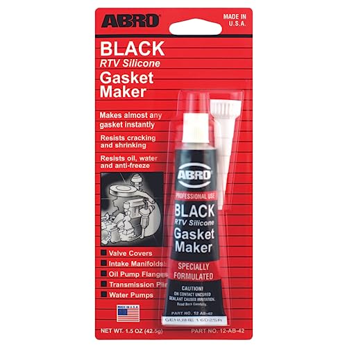ABRO RTV Silicone Sealant and Gasket Maker: Up to 500 Degree F Heat, High Temp Silicone Head Gasket Sealer, 1.5 oz/42.5g Tube - Black - Image 1