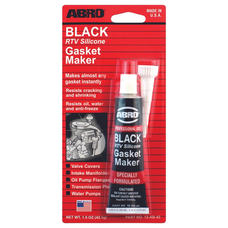 ABRO RTV Silicone Sealant and Gasket Maker: Up to 500 Degree F Heat, High Temp Silicone Head Gasket Sealer, 1.5 oz/42.5g Tube - Black - Image 5