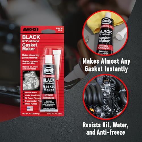ABRO RTV Silicone Sealant and Gasket Maker: Up to 500 Degree F Heat, High Temp Silicone Head Gasket Sealer, 1.5 oz/42.5g Tube - Black - Image 4