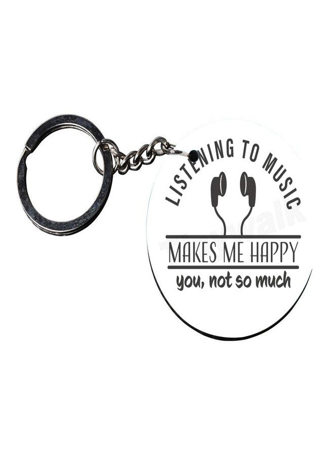 Tinywalk Set of 2 | Circle Shape Printed Wooden Keychains Listen to music | Circle Shape keyrings | Circle Shape Keychains| Printed keyrings - Image 3