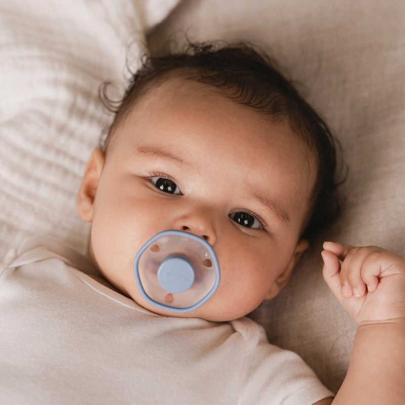 Emulait Baby Pacifier 2-Pack â€“ Soft Silicone Newborn Pacifiers for Breastfed Babies, Orthodontic Shape, 0â€“6 Months, Blue - Image 3