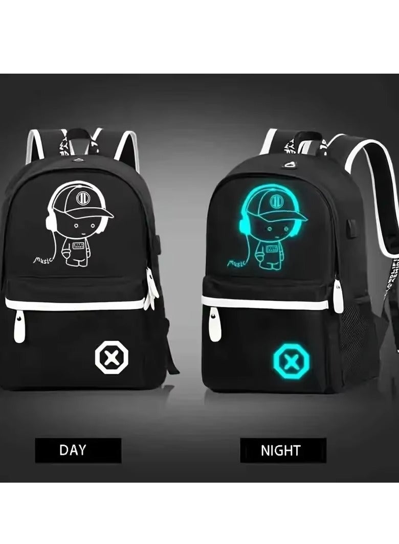 Bookbags for Teen Boys Anime Cartoon Luminous Waterproof Backpack with USB Charging Port 17 Inch Laptop Backpack for Men School Backpack for Girls/Boys Cool Anime Backpack (Black) - Image 5