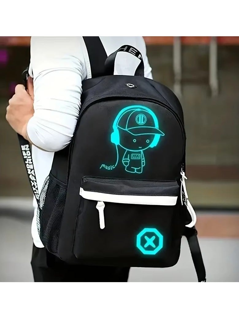 Bookbags for Teen Boys Anime Cartoon Luminous Waterproof Backpack with USB Charging Port 17 Inch Laptop Backpack for Men School Backpack for Girls/Boys Cool Anime Backpack (Black) - Image 3