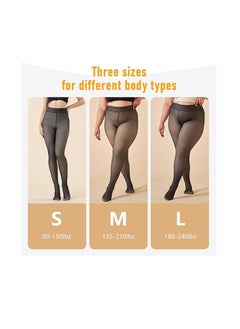 Furtey Fleece Lined Warm Tights for Women, 220g Fake Translucent Winter Tights Double Lined Stretch Thermal Tights  - Image 2