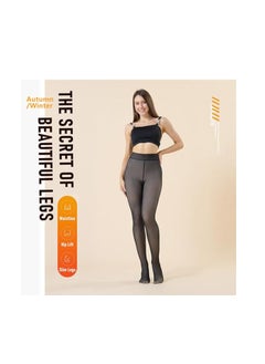 Furtey Fleece Lined Warm Tights for Women, 220g Fake Translucent Winter Tights Double Lined Stretch Thermal Tights  - Image 3