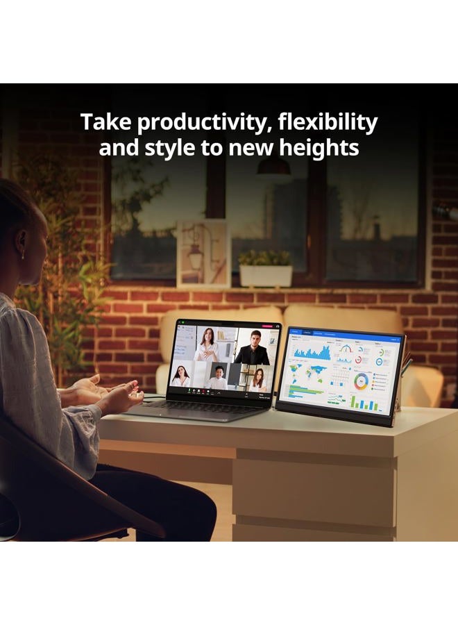 Anyuse Portable Monitor for Laptop 15.6 Inch 1080P USBC-C HDMI Ultra-Slim Travel Monitor with Kickstand, Second External Monitor for Laptop,PC,Mac Phone,PS,Xbox,Swich - Image 4