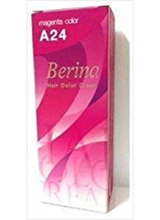 Berina Permanent Hair Dye Color Cream # A24 Magenta Made in Thailand by Capushino  - Image 1