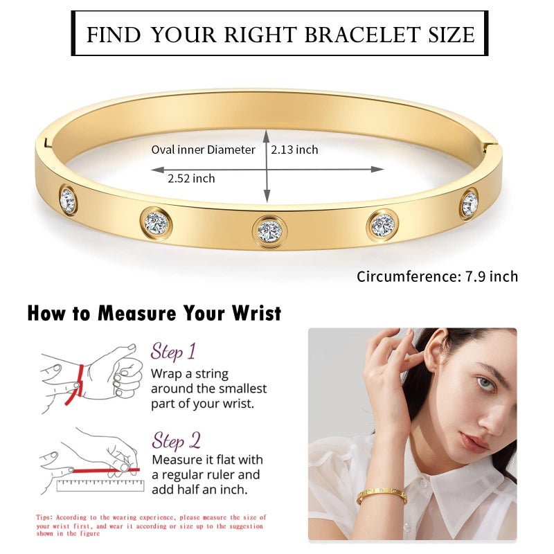 PDWZNBA 18K Gold-Plated Love Friendship Bracelets Trendy Stainless Steel Bangle Jewelry Gifts for Women - Image 3