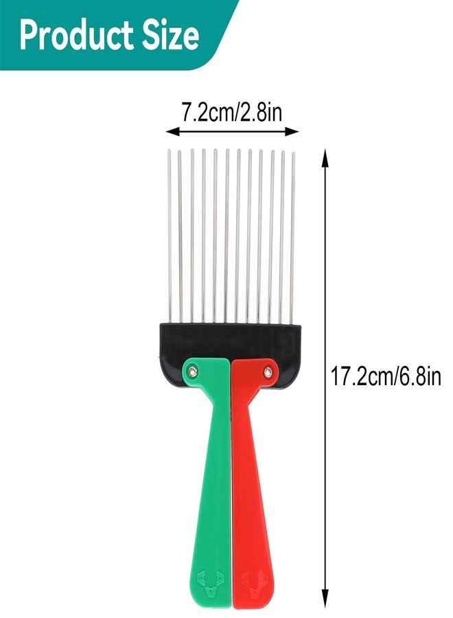 Moncer Afro Pick Comb, Metal Pick Comb Plastic Wide Tooth Hair Pick Comb Hairdressing Detangle Hair Pick Styling Tool for Curly Hair Style - Image 3