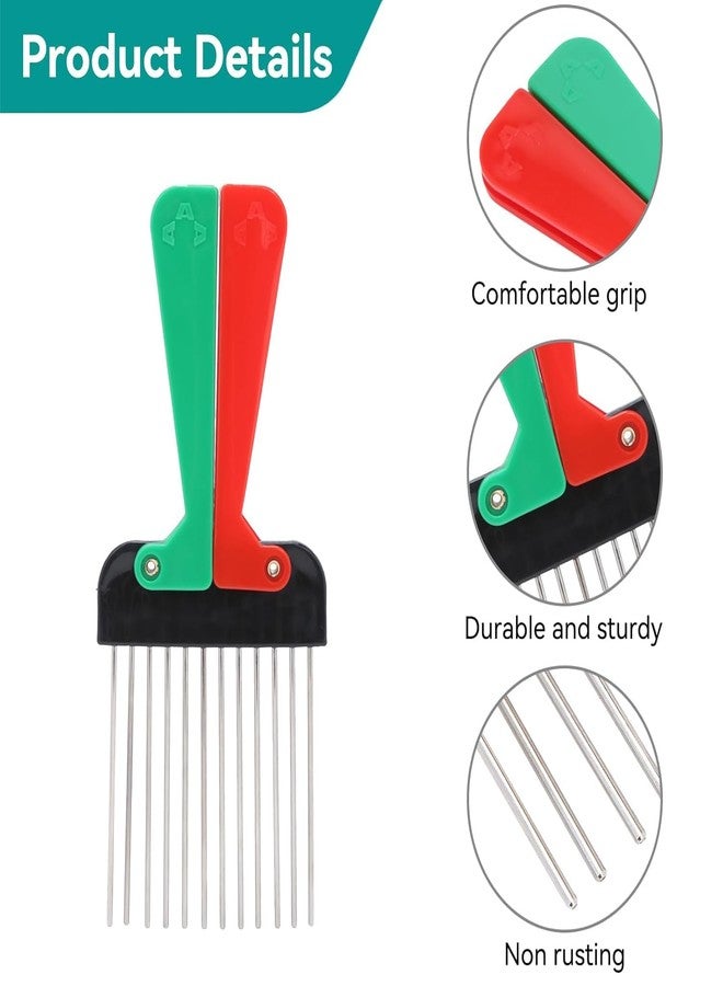 Moncer Afro Pick Comb, Metal Pick Comb Plastic Wide Tooth Hair Pick Comb Hairdressing Detangle Hair Pick Styling Tool for Curly Hair Style - Image 4