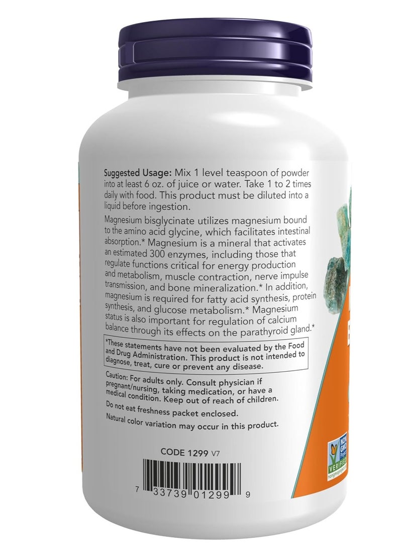 now NOW Foods, Magnesium Bisglycinate Powder, 8 oz (227 g) - Image 2