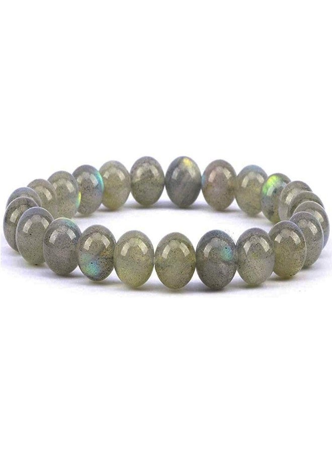 EDMIRIA Natural Grey Labradorite Semi Precious Stones Reiki Chakra Healing Yoga Meditation Crystal Fengshui 8mm Gemstones Round Beads Stretchable Bracelet for Men and Women - Image 1