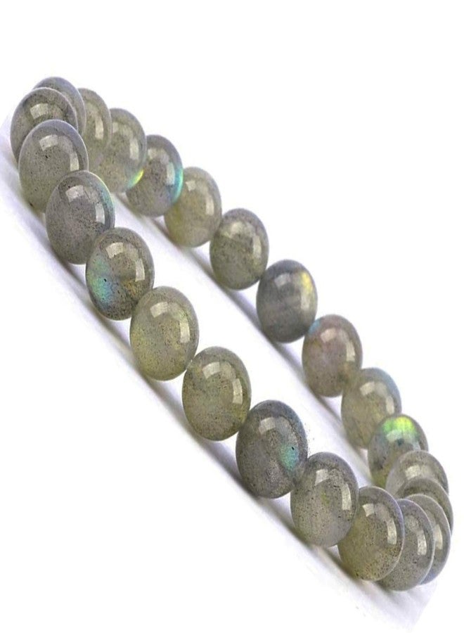 EDMIRIA Natural Grey Labradorite Semi Precious Stones Reiki Chakra Healing Yoga Meditation Crystal Fengshui 8mm Gemstones Round Beads Stretchable Bracelet for Men and Women - Image 2