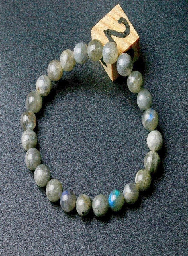 EDMIRIA Natural Grey Labradorite Semi Precious Stones Reiki Chakra Healing Yoga Meditation Crystal Fengshui 8mm Gemstones Round Beads Stretchable Bracelet for Men and Women - Image 4