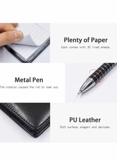 Excefore Mini Pocket Notepad Set, 14 x 9 CM Pocket Notepad Holder with Metal Pen, 50 Lined Sheets, Notepad for Business Professionals  - Image 2