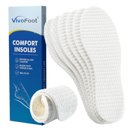 VivoFoot 3 Pairs Anti Odour Cotton Insoles, Breathable Terry Barefoot Odour Eating Inserts, Cut-to-Size Everyday Comfort Replacement Shoe Pads for Men & Women - Image 1