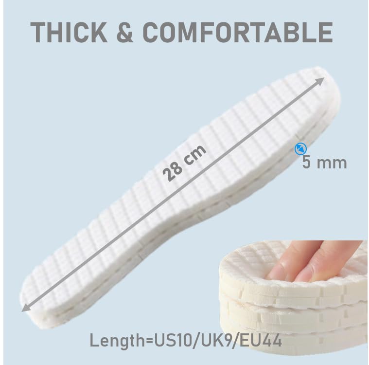 VivoFoot 3 Pairs Anti Odour Cotton Insoles, Breathable Terry Barefoot Odour Eating Inserts, Cut-to-Size Everyday Comfort Replacement Shoe Pads for Men & Women - Image 3