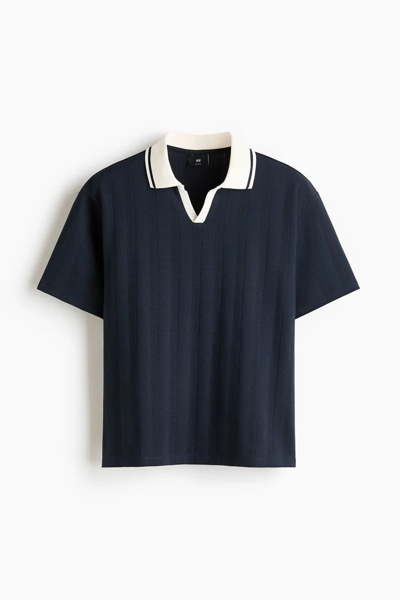 H&M  Relaxed Fit Textured-knit polo shirt for Men | Best Price UAE