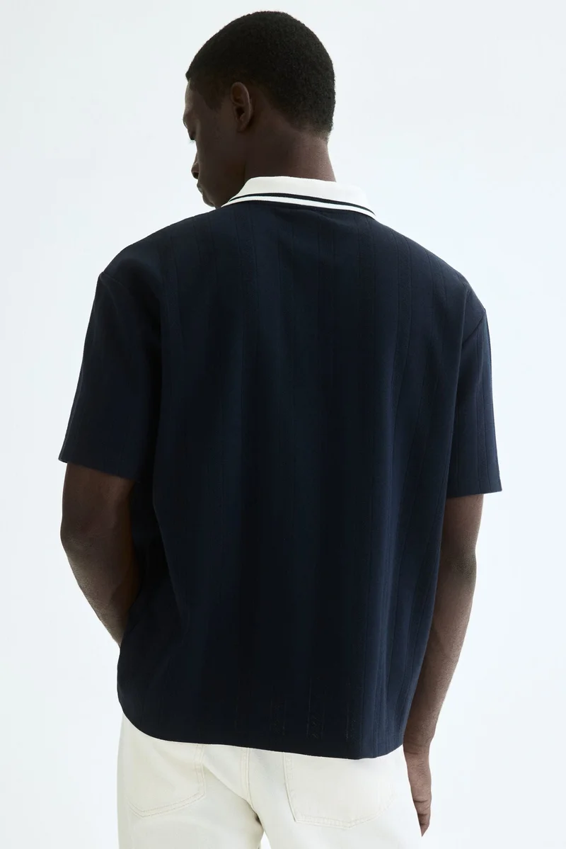 H&M  Relaxed Fit Textured-knit polo shirt for Men | Best Price UAE