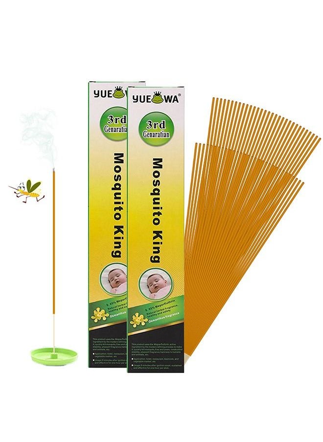 Natural Mosquito Incense Stick Effective Repellent-2pack(60pcs) Mini Citronella Mosquito Bug Repellent Incense Stick for Patio ,Natural Ingredients Citronella Oil,Lemongrass Oil