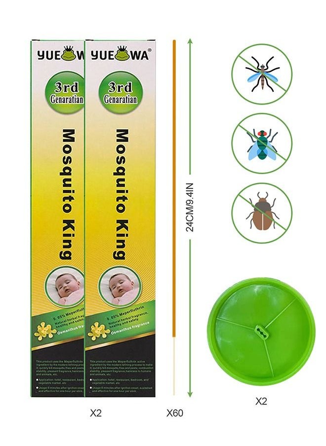 Natural Mosquito Incense Stick Effective Repellent-2pack(60pcs) Mini Citronella Mosquito Bug Repellent Incense Stick for Patio ,Natural Ingredients Citronella Oil,Lemongrass Oil