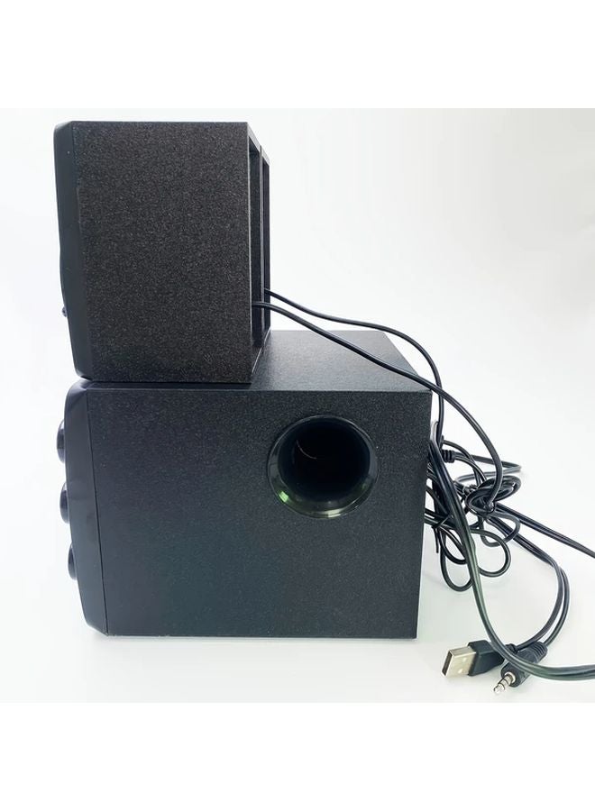 Black 2 1 Channel USB Powered Computer Speaker System with LED Light Bass Boost - Image 2